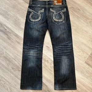 Big Star Dark Blue Men’s Jeans With Embroidered Pockets. 100% Cotton. 32Wx29L.